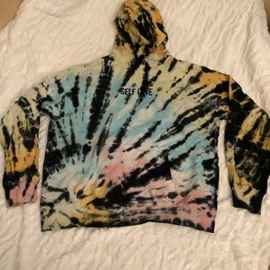 Orange Kiss Sz Large “Self Love” Tie Dye Hoodie -SI